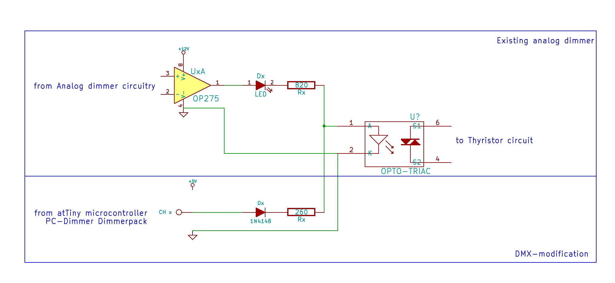 adaptation of analog dimmer to DMX-capable