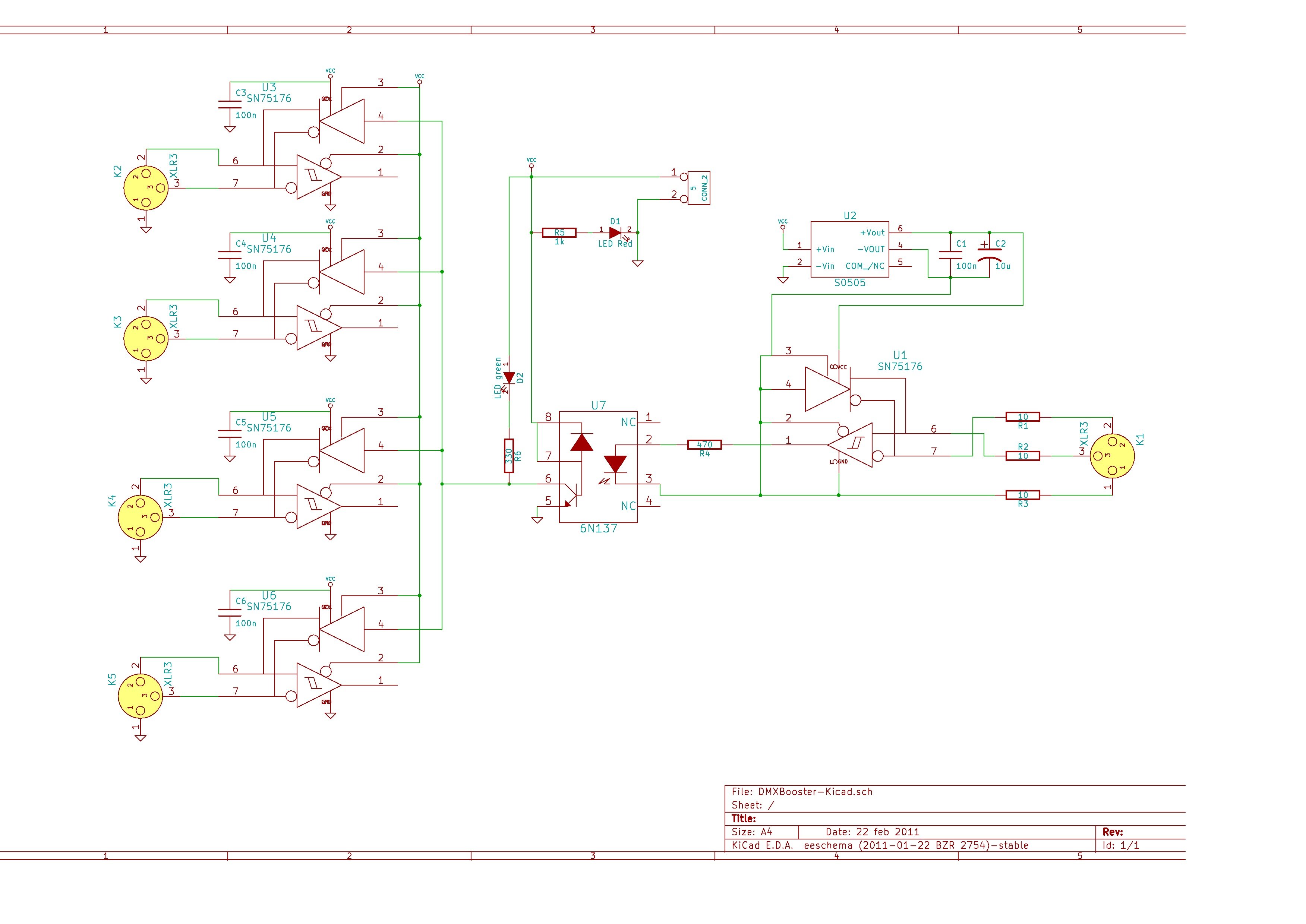 DMX dimmer/booster schematic